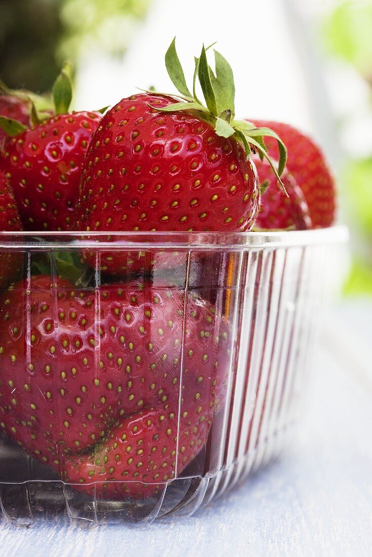 Strawberries in plastic punnet