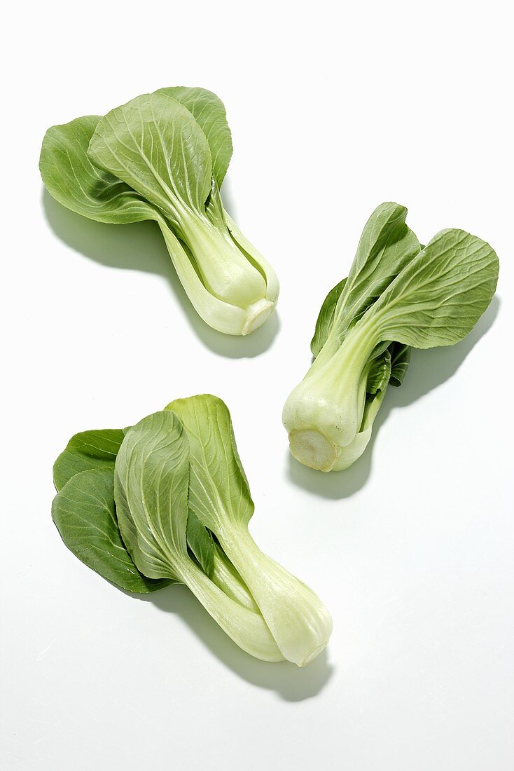 Three heads of baby pak choi