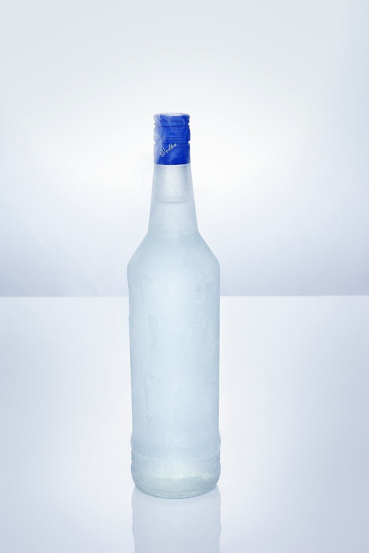 Vodka in icy bottle