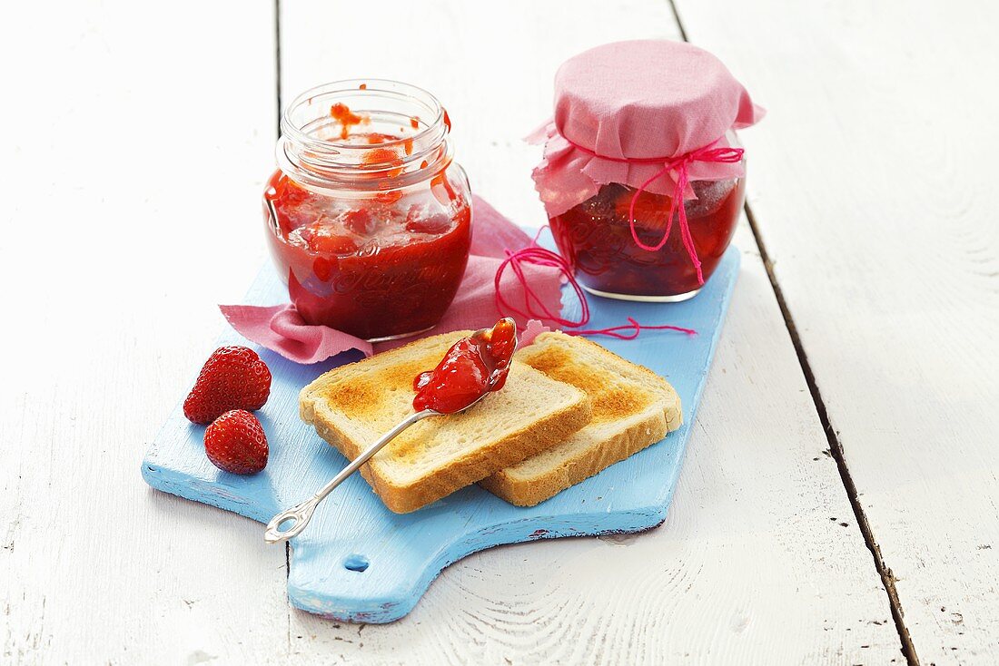 Strawberry jam and toast