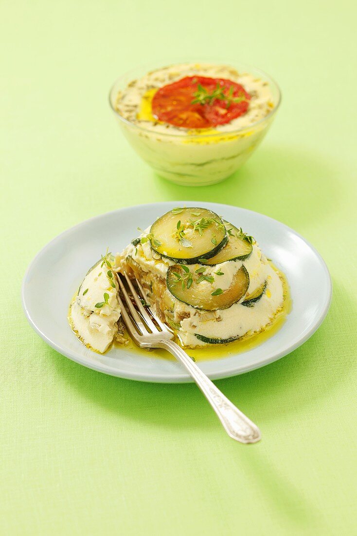 Courgette timbale with thyme