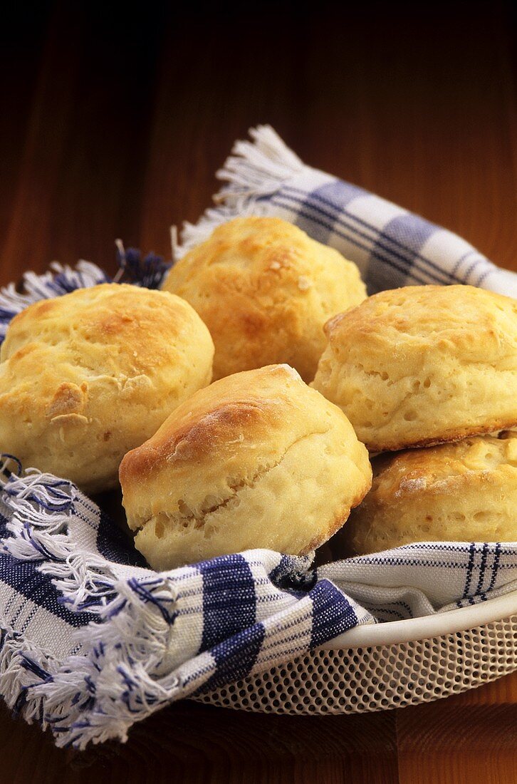 Yoghurt scones in bread basket