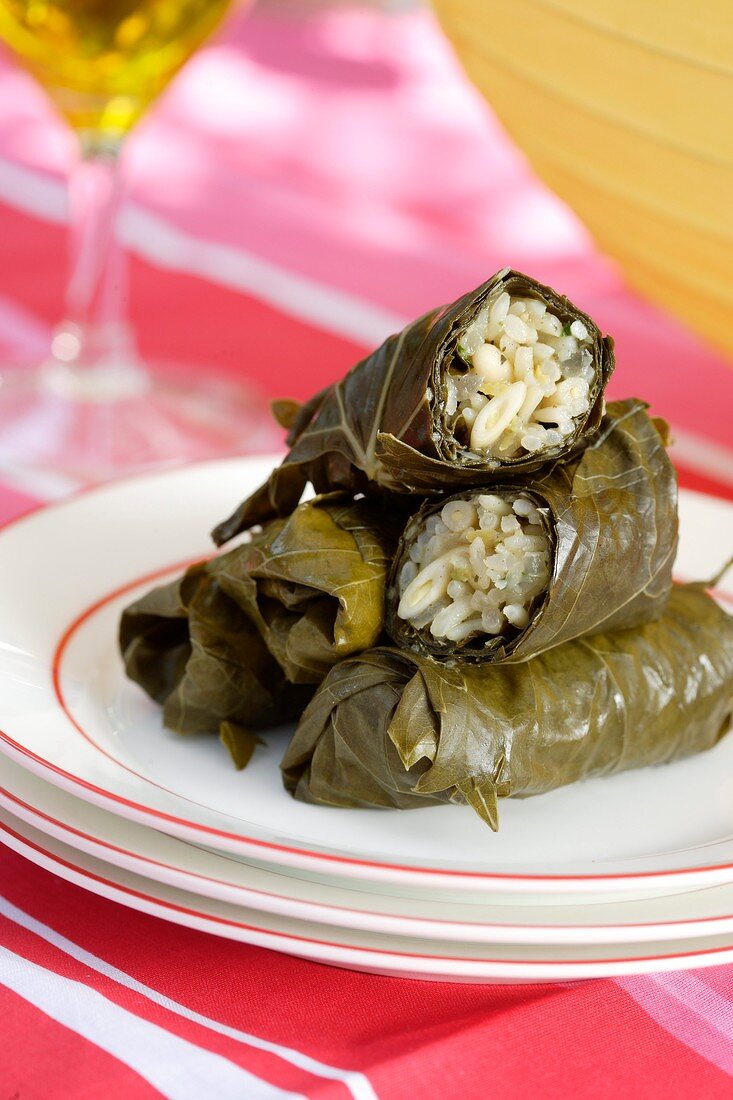 Dolmades (Vine leaves with rice stuffing, Greece)