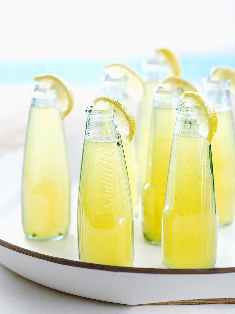 Lemon drink in bottles