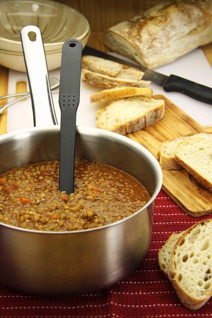 Zuppa di lenticchie e speck (Linsen-Speck-Suppe, Italien)
