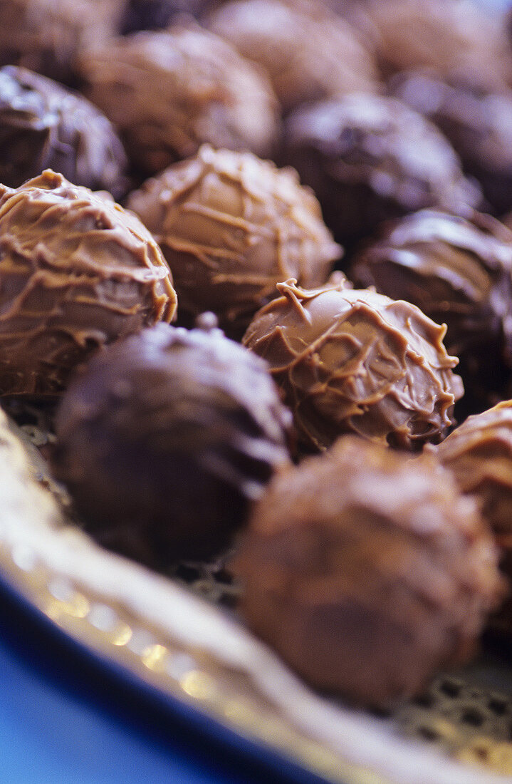 Several chocolate truffles