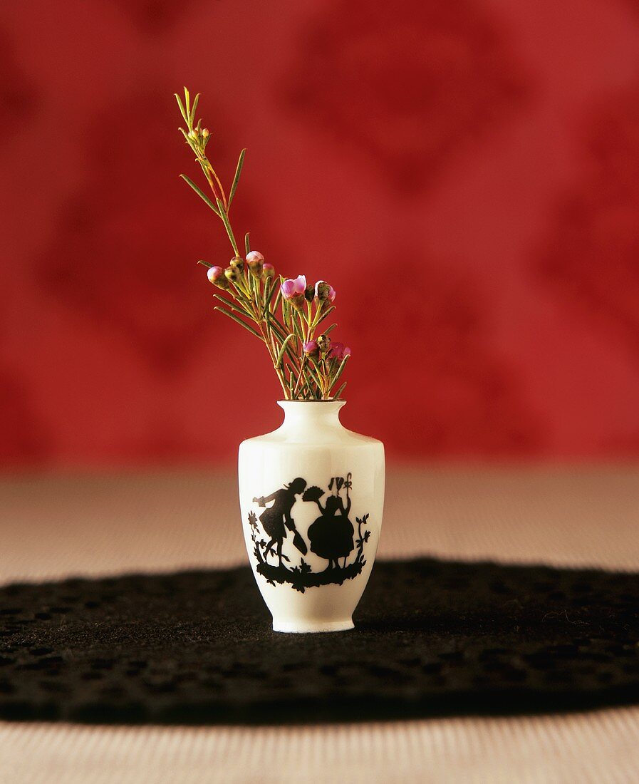 Flowering rosemary in vase