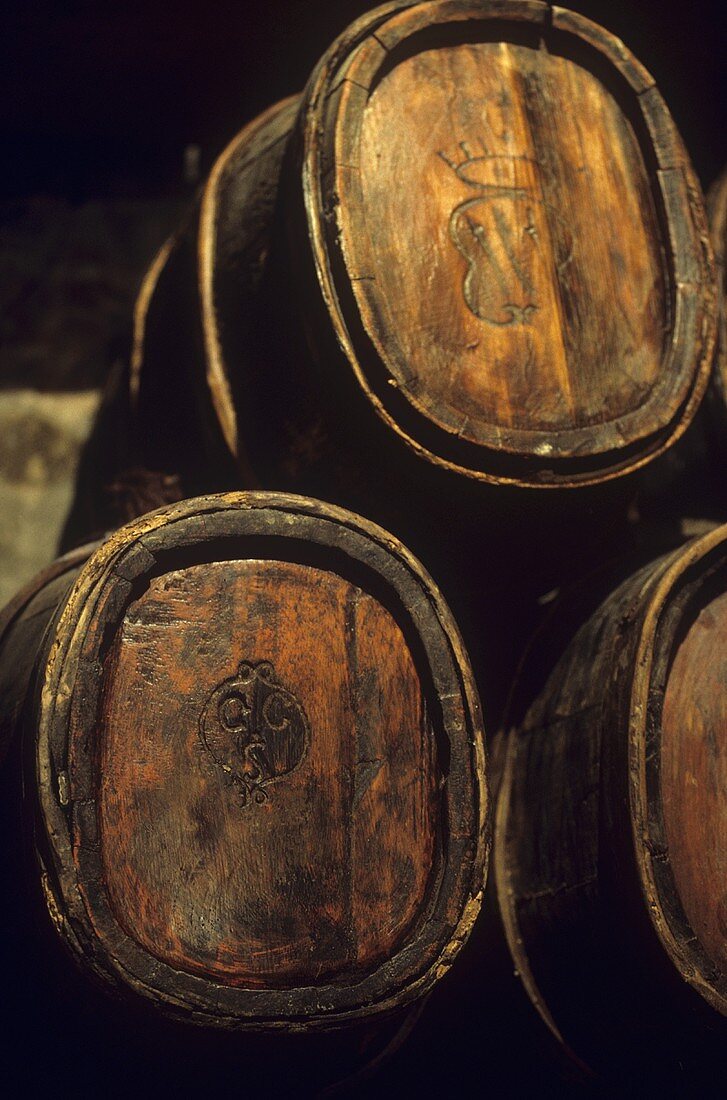 Old chestnut Vin Santo barrels,  Tuscany,  Italy
