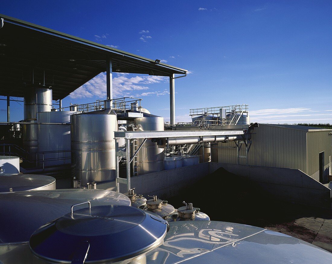 Stainless steel tanks, Haselgrove Wines, McLaren Vale, S. Australia