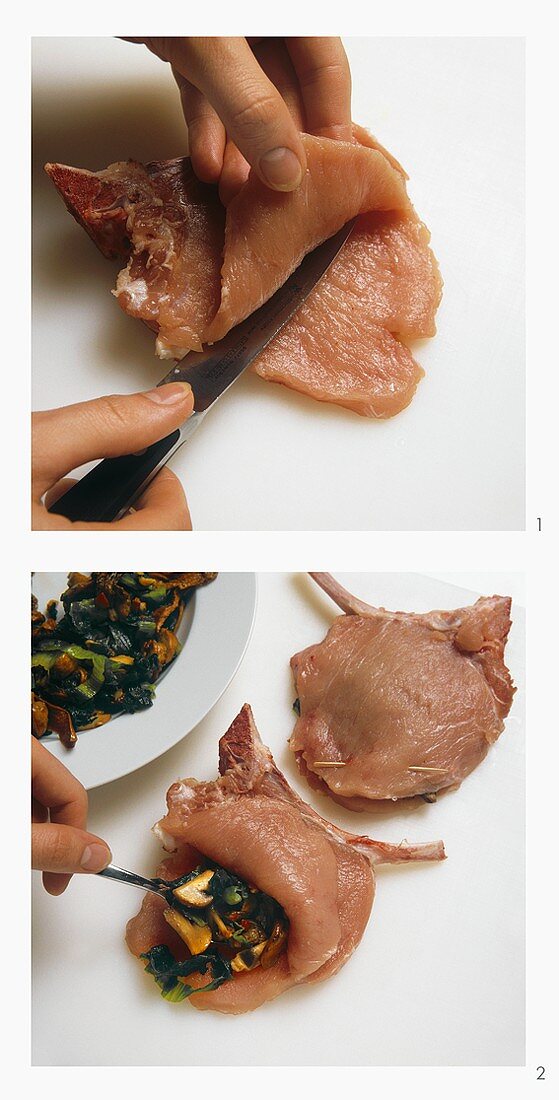 Stuffing pork chops