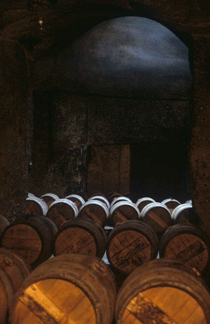 Barrique cellar, Château Ausone, St. Emilion, France