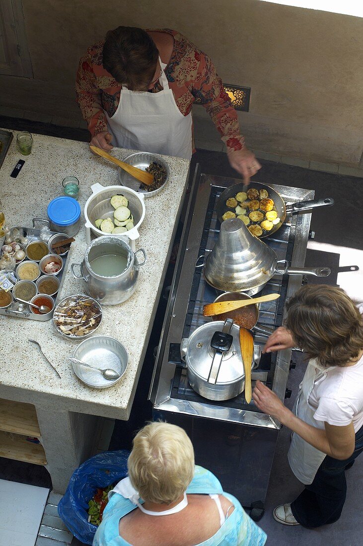 A workshop in a Moroccan kitchen
