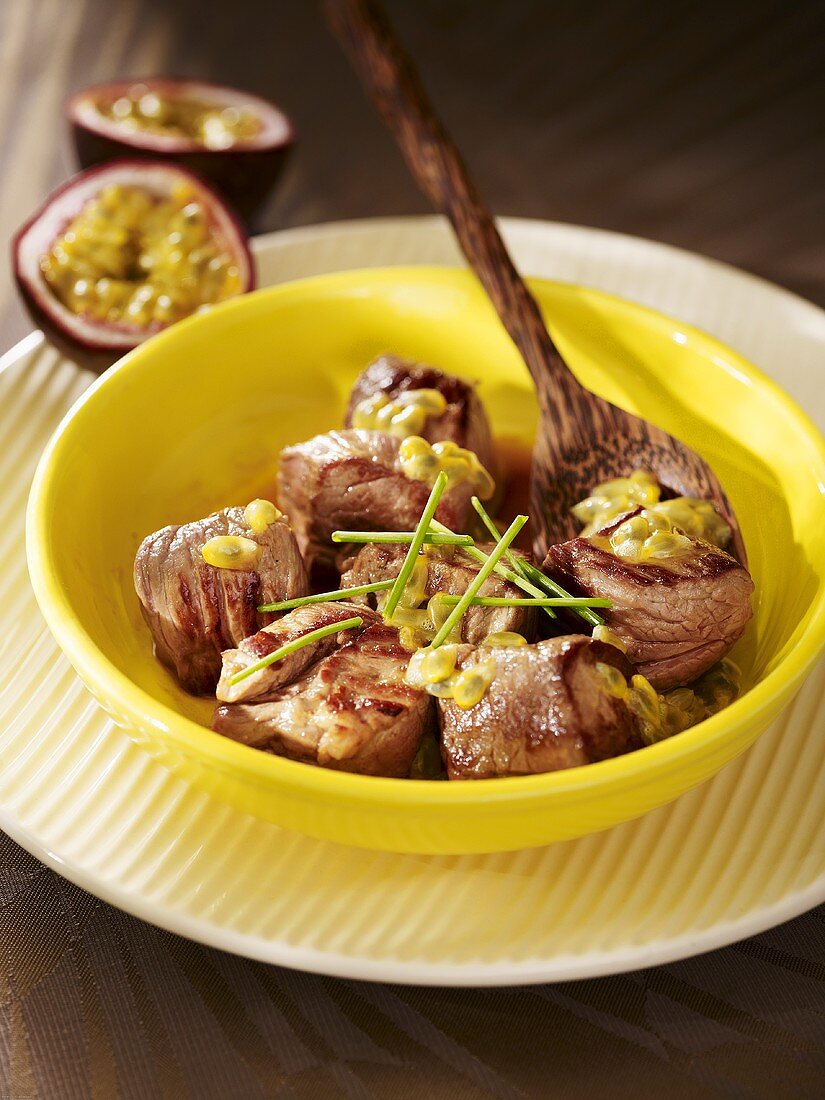 Lamb with passion fruit sauce