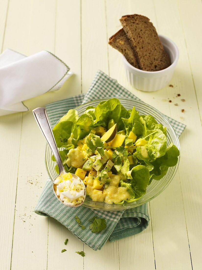 Mango and avocado salad with egg