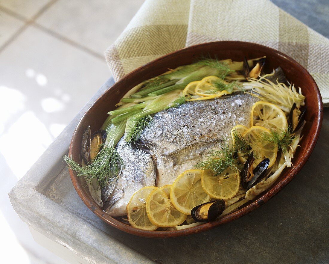Trout with lemon and fennel