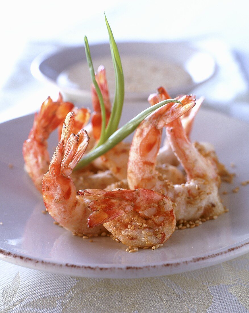 Fried prawns with sesame