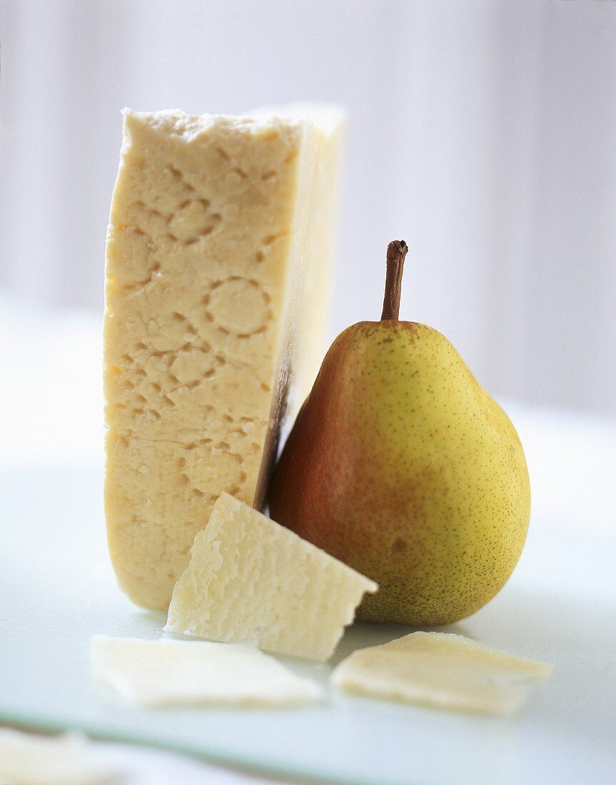 Peccorino cheese and a pear