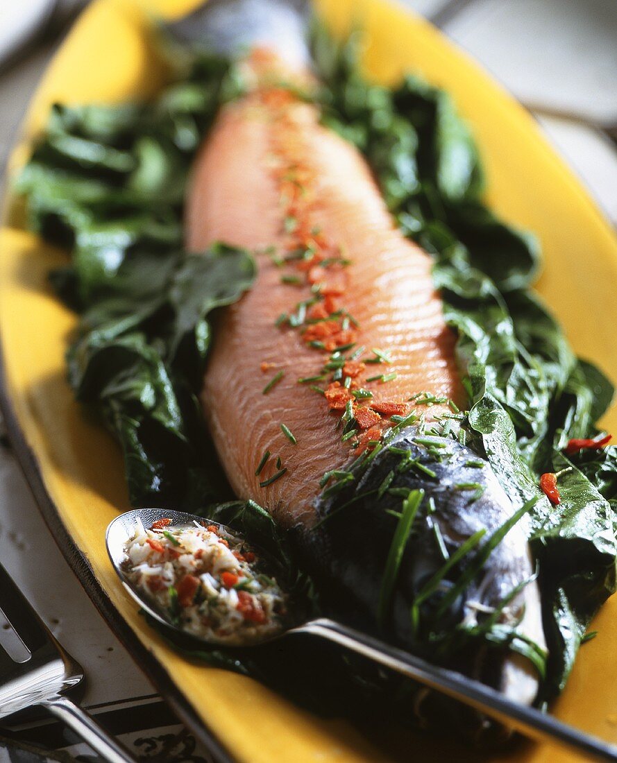 Salmon with spinach