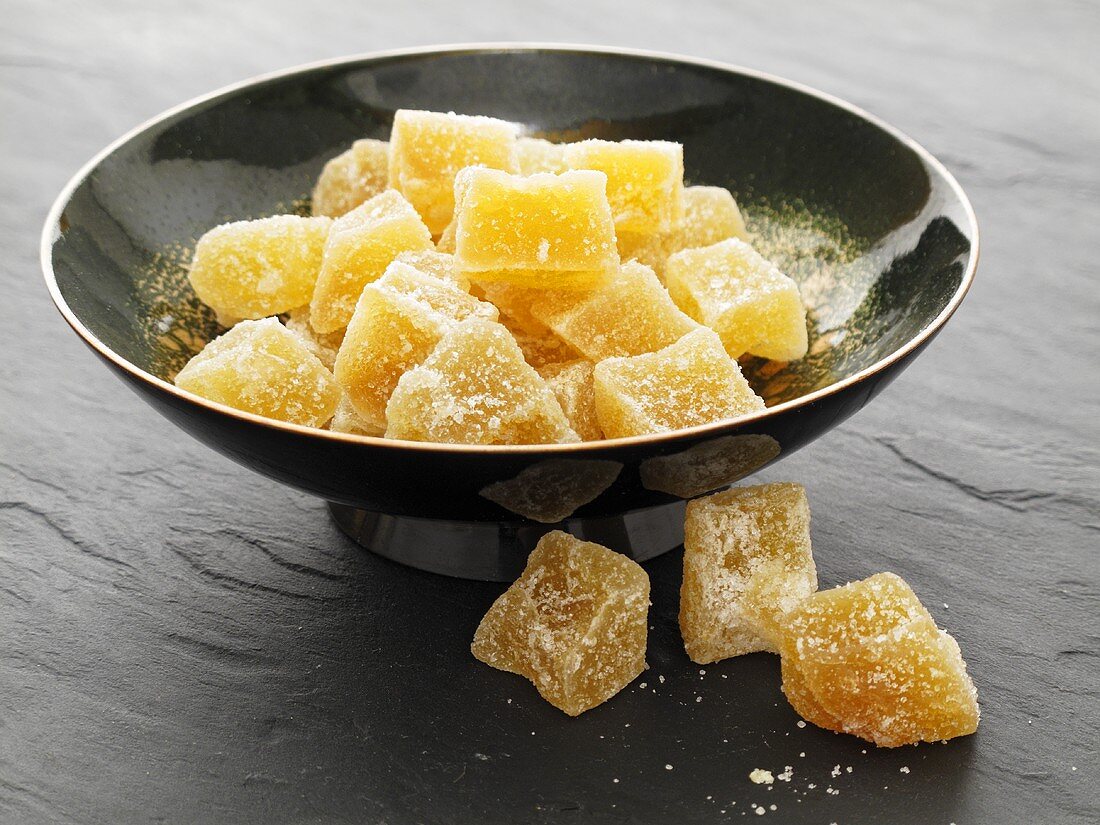 Pile of Candied Ginger on White Background