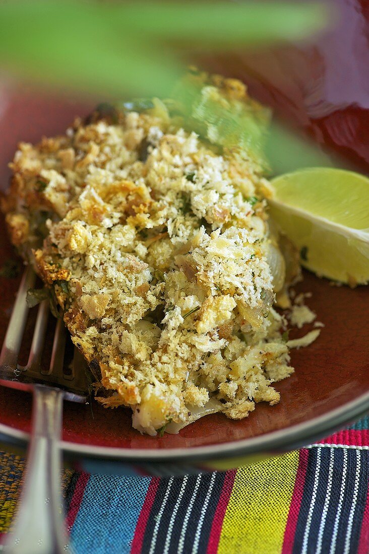 Crab gratin with limes