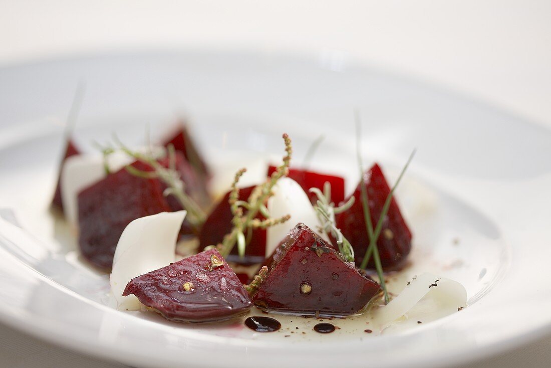 Marinated beetroot with argan oil and grated sheep's cheese