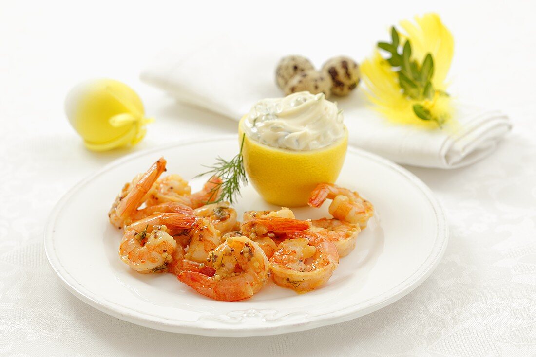 Grilled prawns with mayonnaise