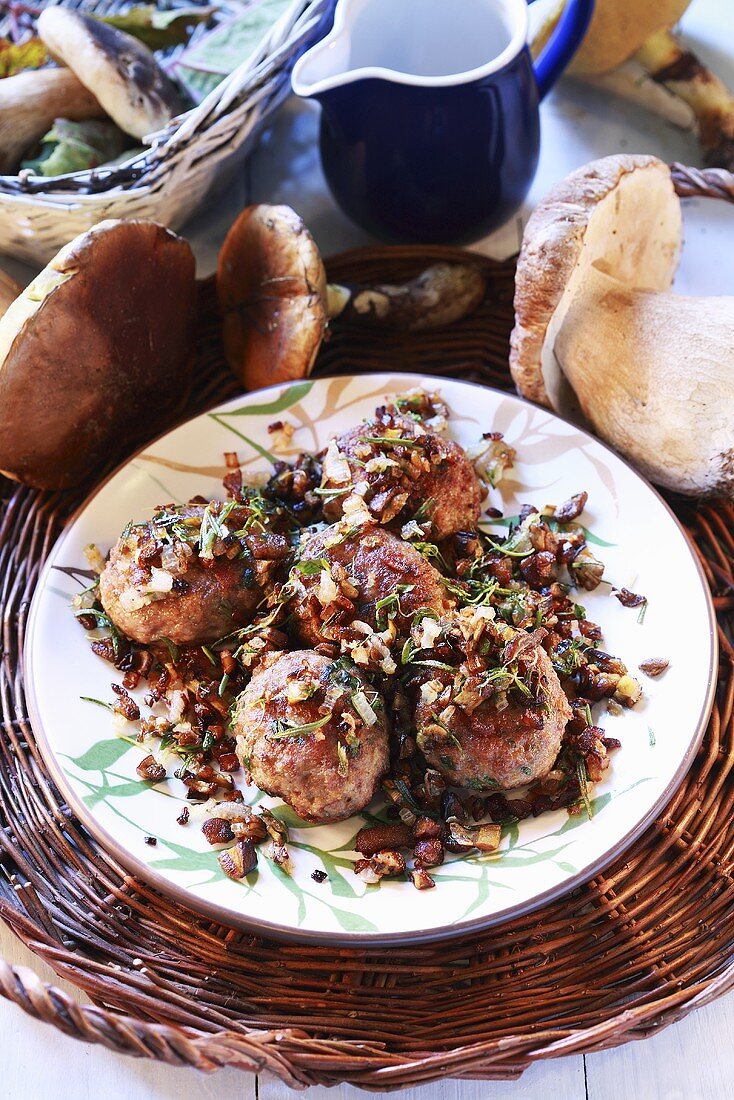 Medallions of lamb with chopped ceps