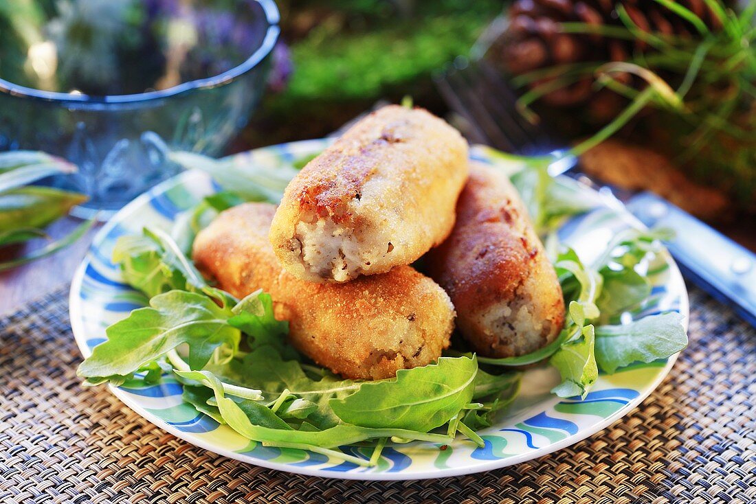 Kartoffelkroketten mit Milchbrätlingen