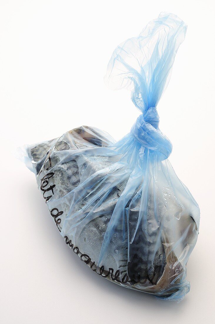Mackerel fillets in a plastic bag