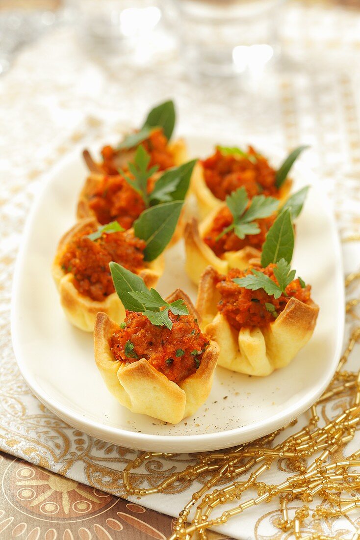 Dough parcels filled with bolognese