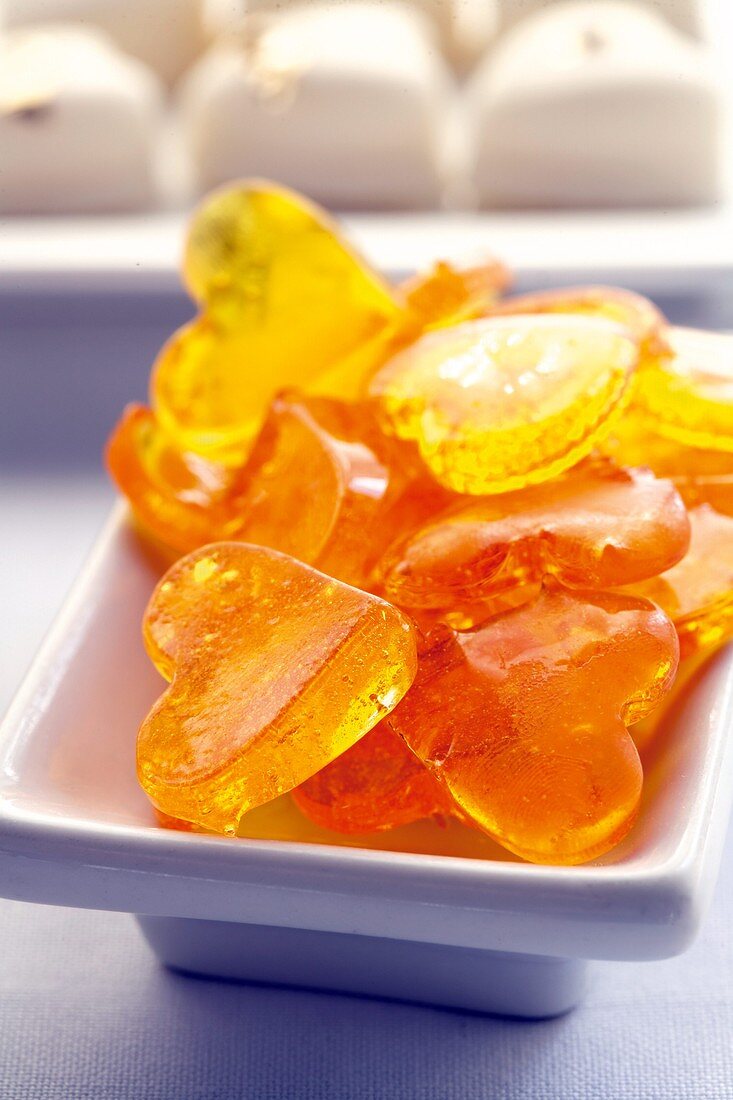 Heart-shaped orange sweets