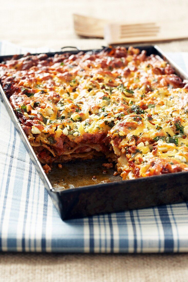 Lasagne made with minced pork