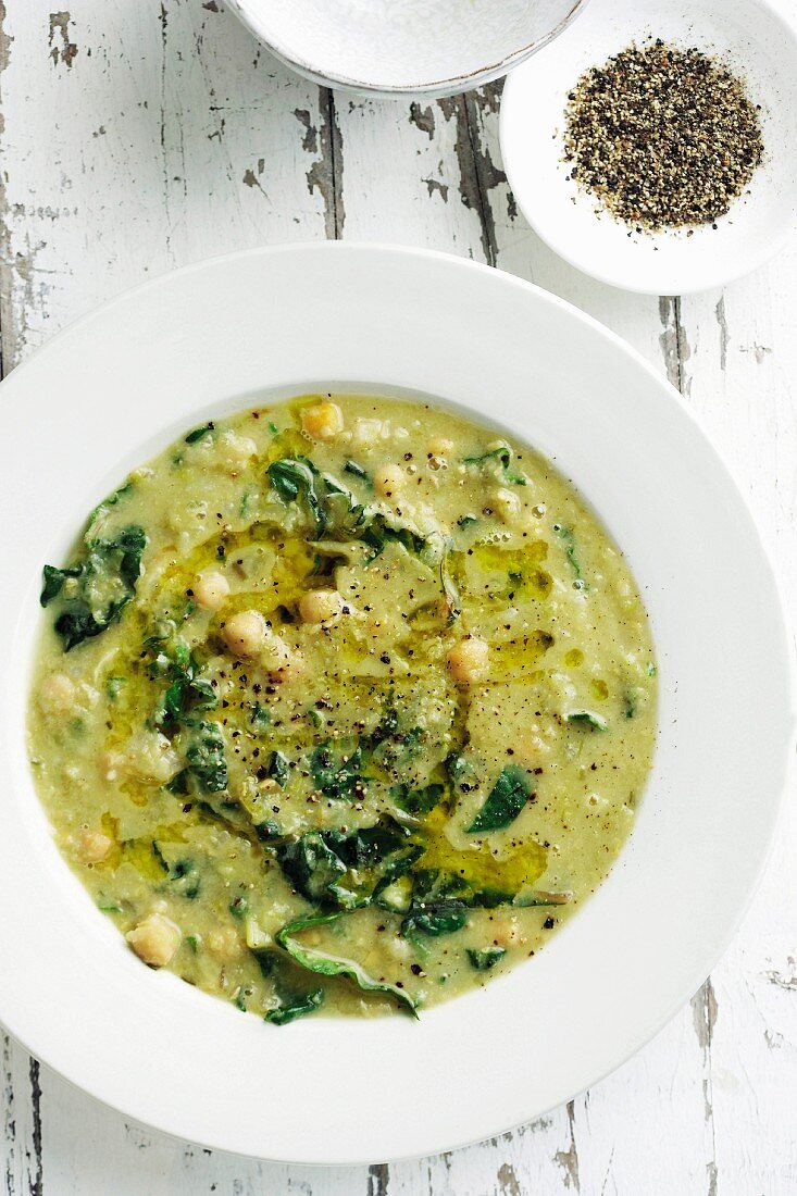 Zuppa di ceci e bieta (chickpea and chard soup, Italy)