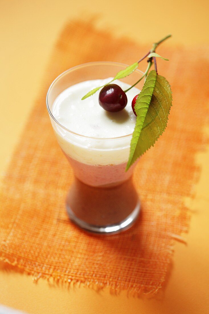 Cherry dessert in glass