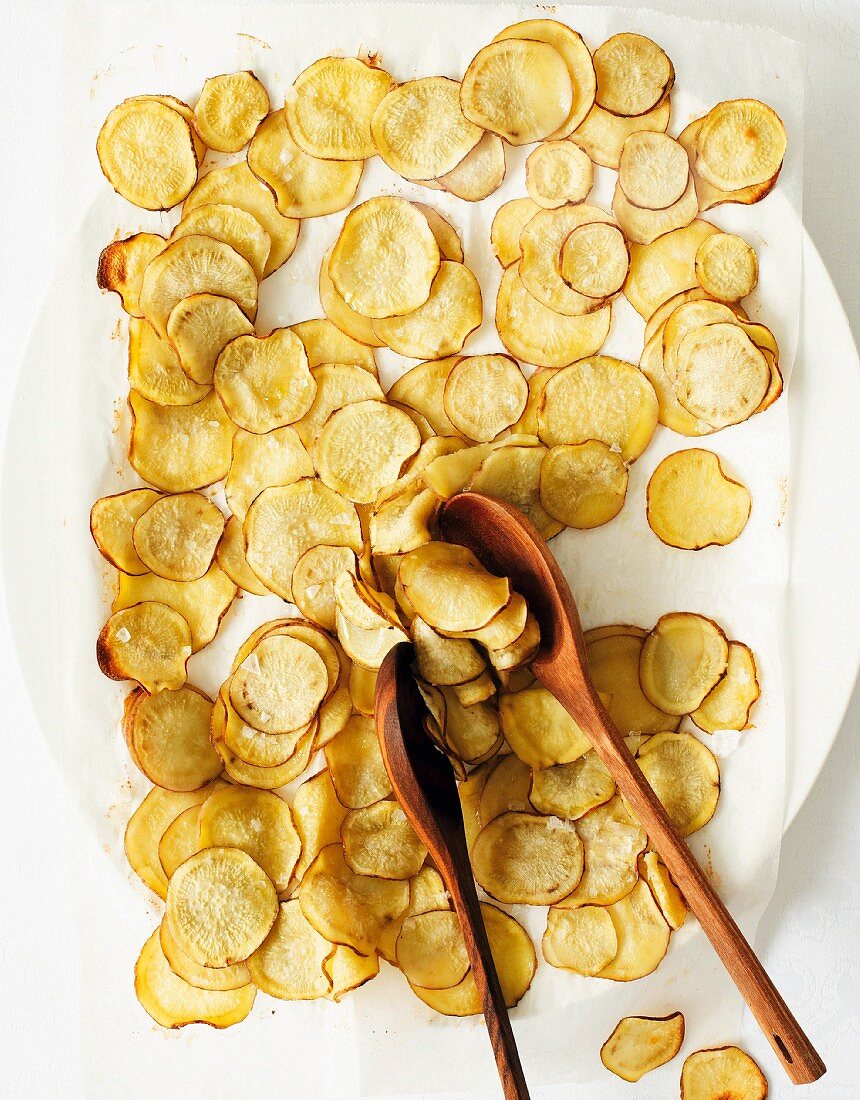 Oven-baked sweet potato slices