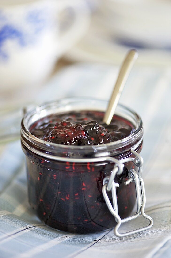 Cranberry jam in jar