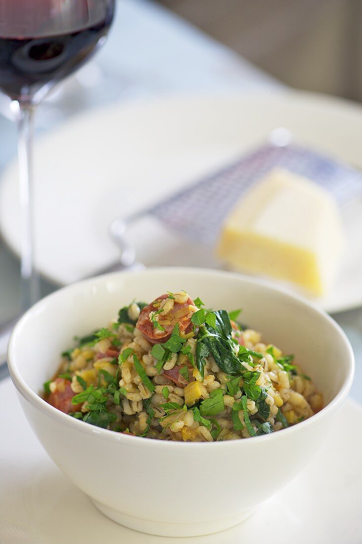 Barley risotto with herbs