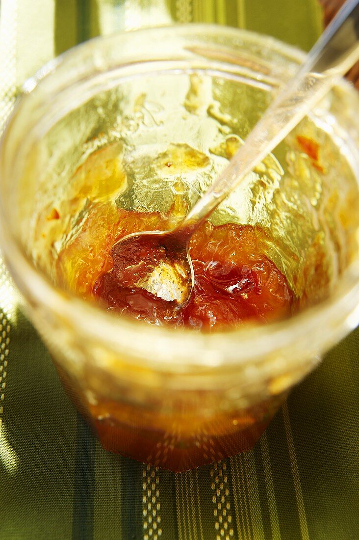 Apricot jam in jar