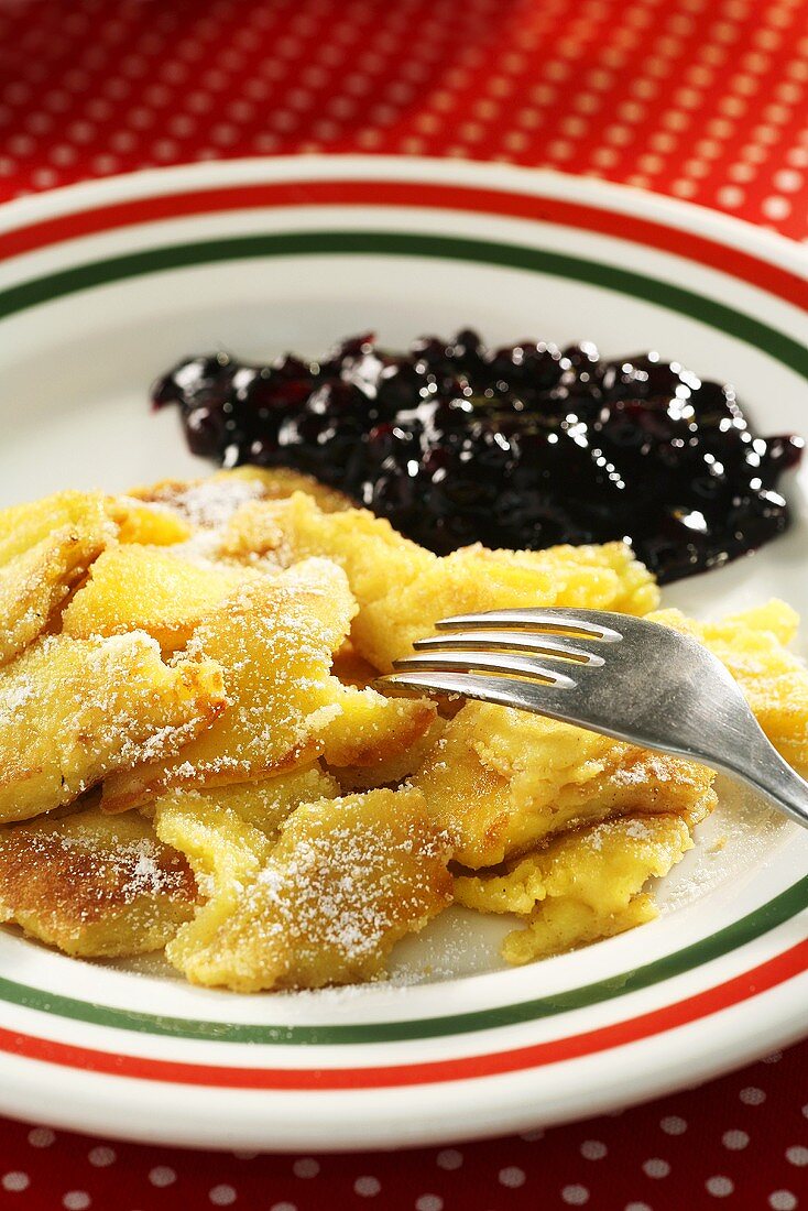 Shredded pancake pieces wild berries