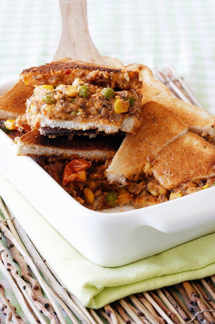 Sardine bake with bread topping