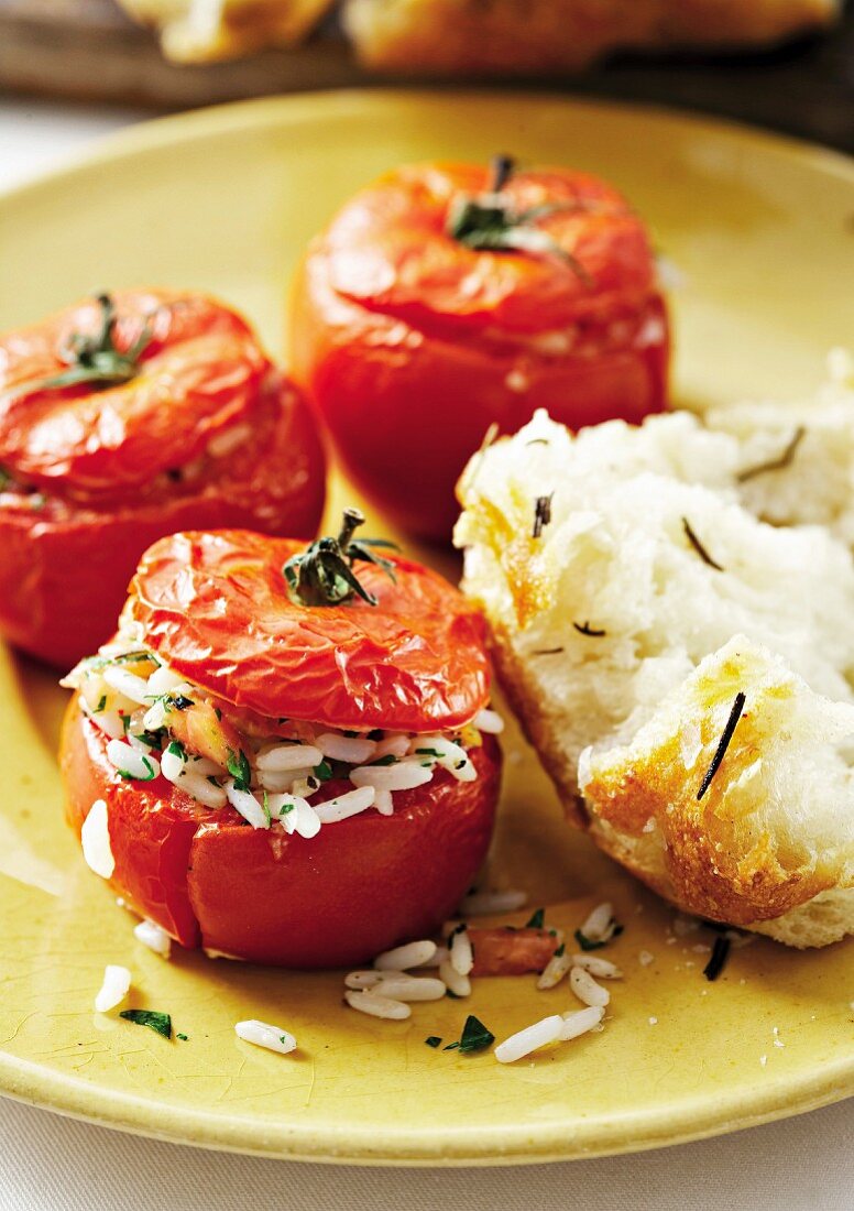 Tomatoes with rice stuffing
