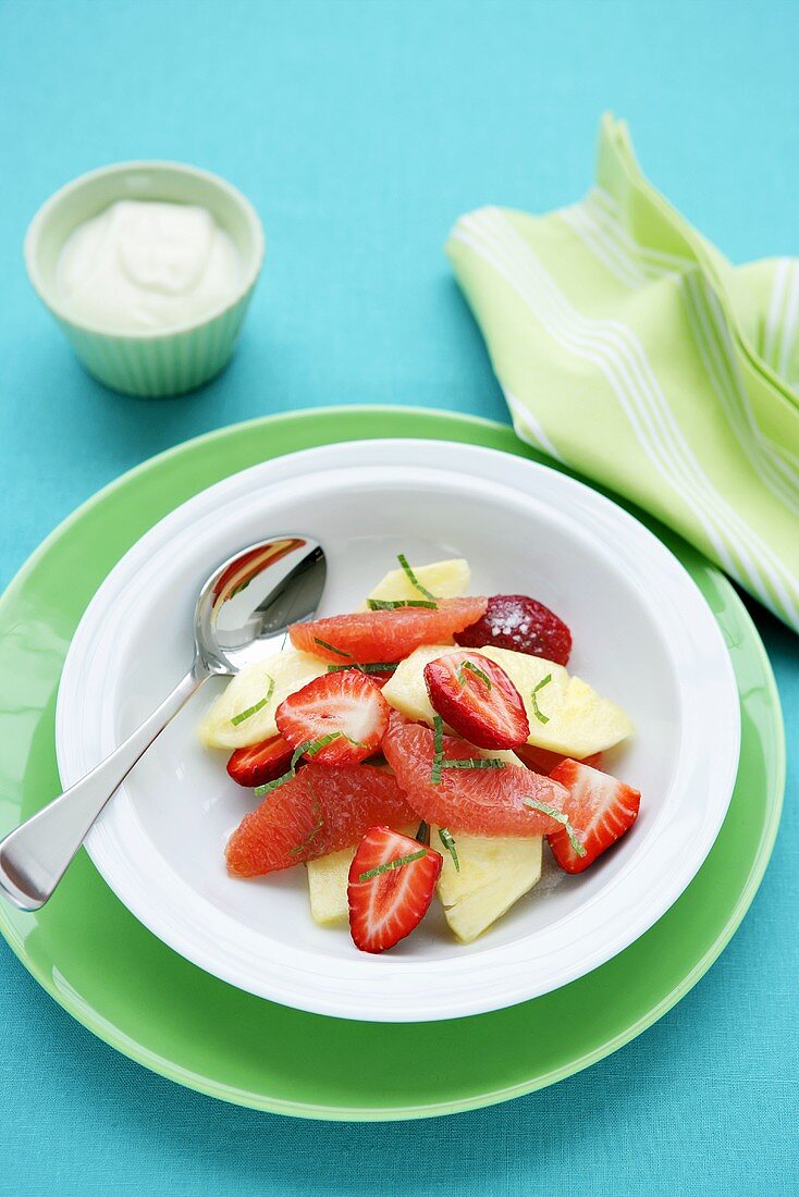 Fruit salad with mint