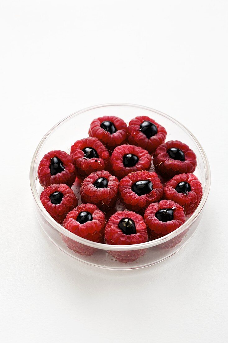 Raspberries filled with balsamic vinegar