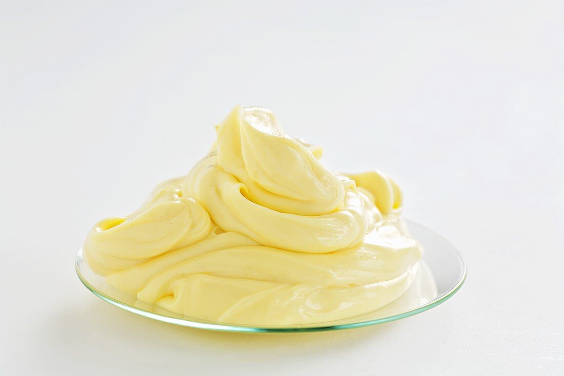 Mayonnaise on glass plate