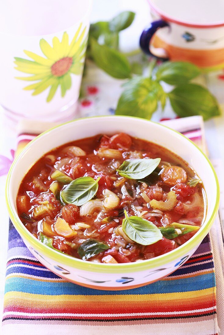 Minestrone mit Basilikum