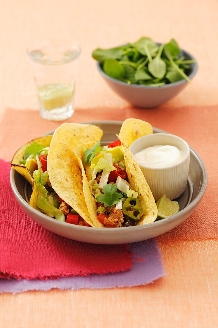 Burritos mit Avocado, Hähnchenfleisch und Koriander