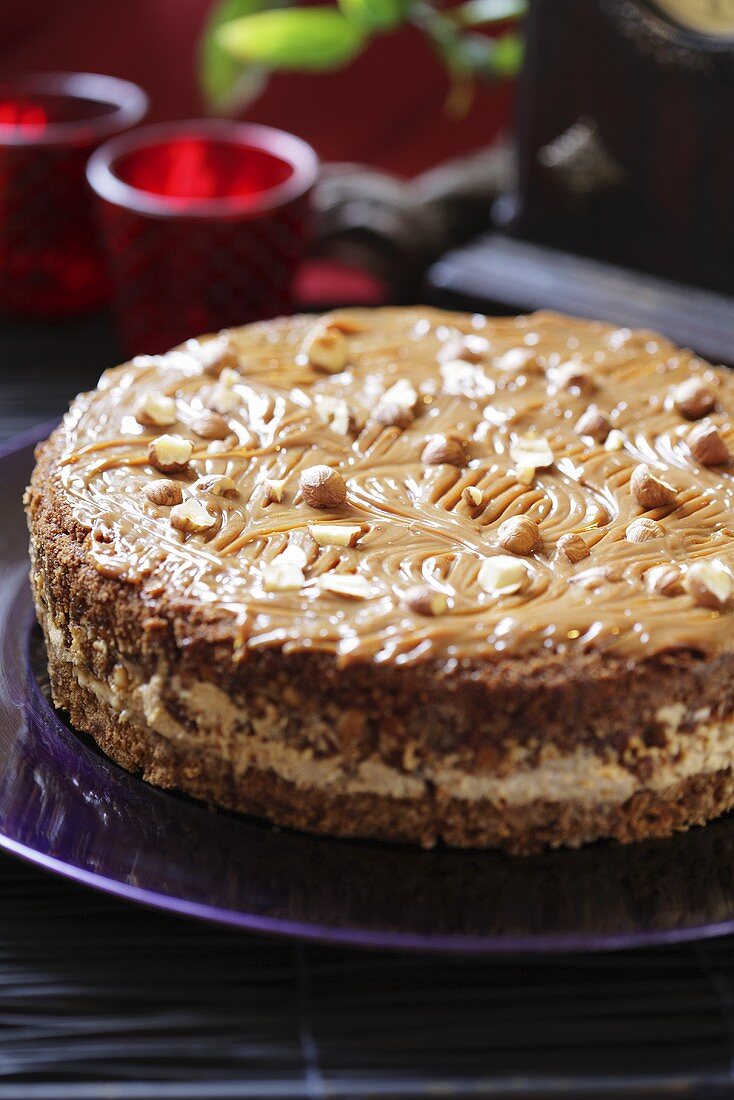 Toffee cake with hazelnuts for Christmas