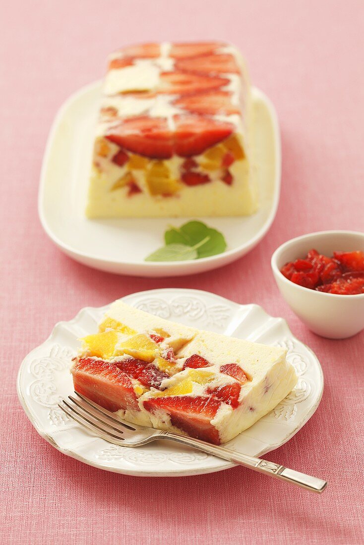 Strawberry and peach terrine