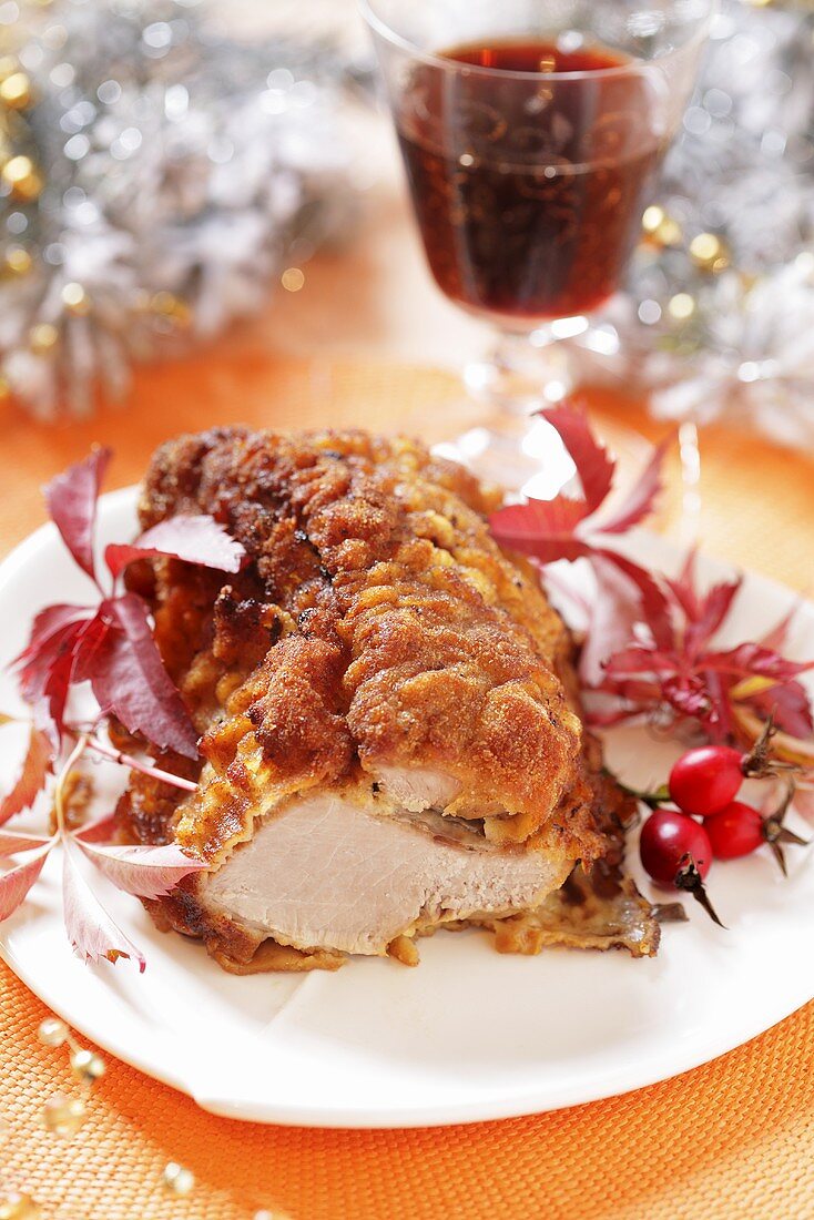 Panierter Kalbsbraten (weihnachtlich)