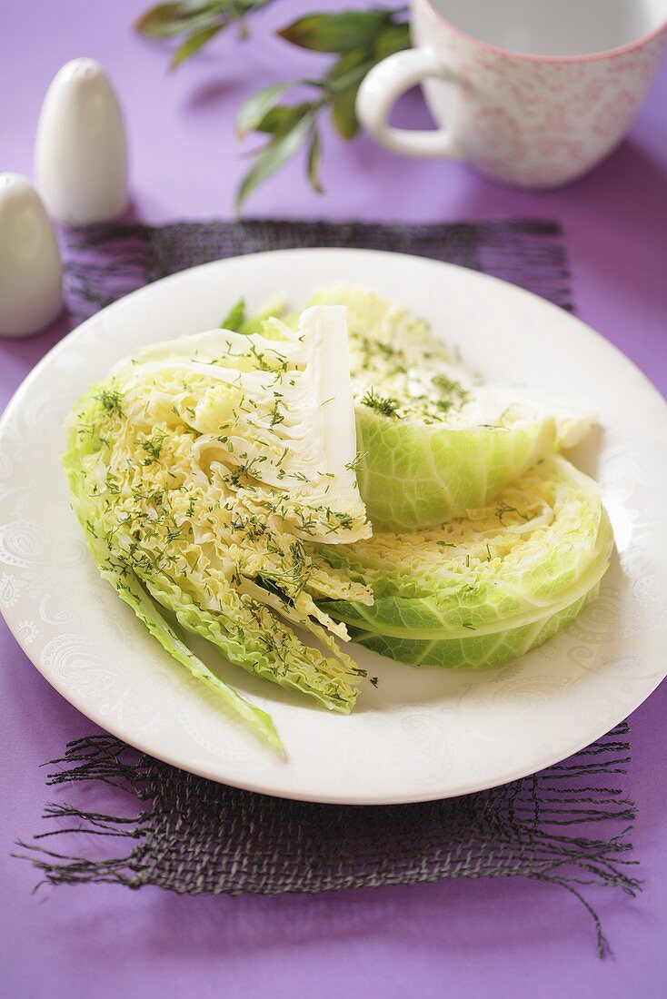 Steamed savoy cabbage